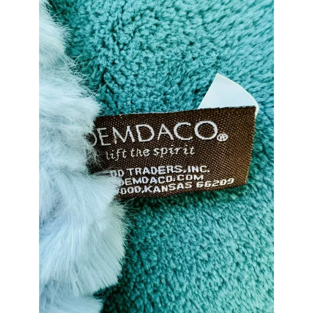 Demdaco Blue Chenille Teddy Bear Security Blanket Plush‎ Lovey Rattle